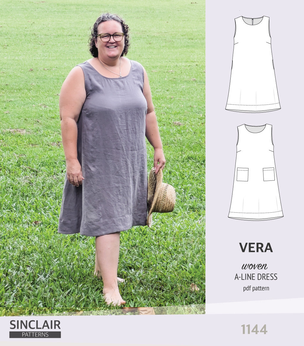 Vera A-line woven dress with pockets (PDF)