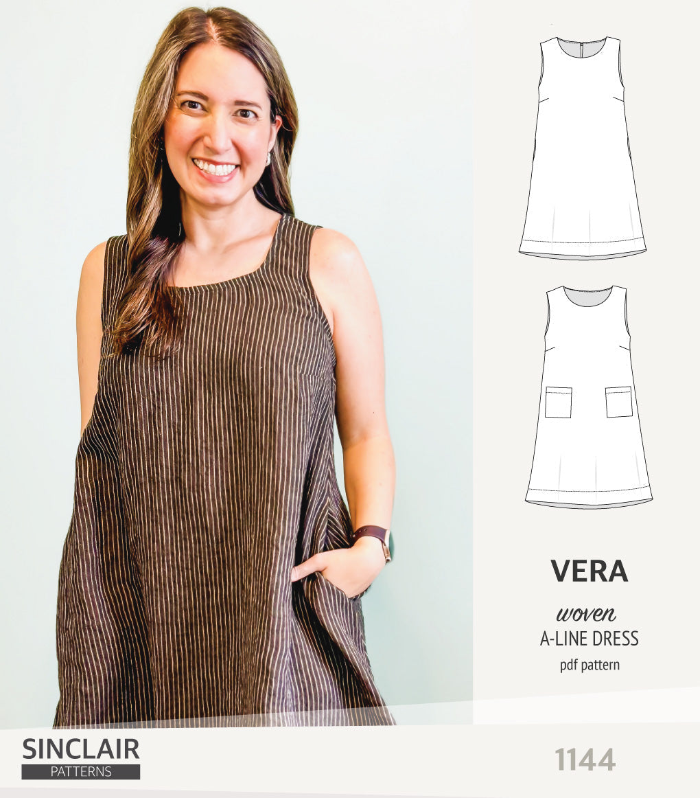 Vera A-line woven dress with pockets (PDF)