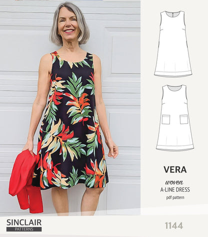 Vera A-line woven dress with pockets (PDF)