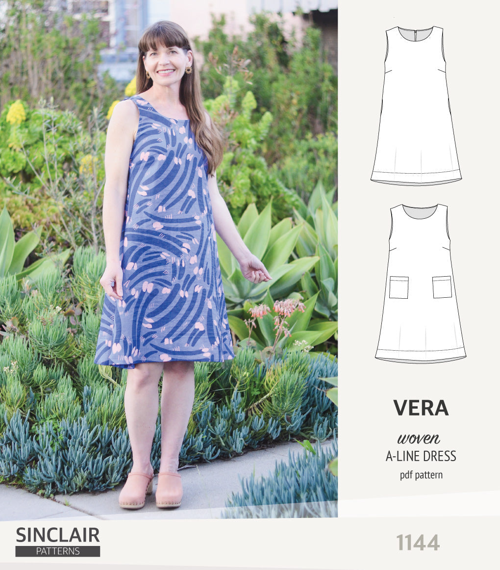 Vera A-line woven dress with pockets (PDF)