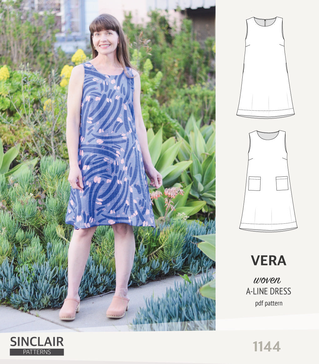Vera A-line woven dress with pockets (PDF)