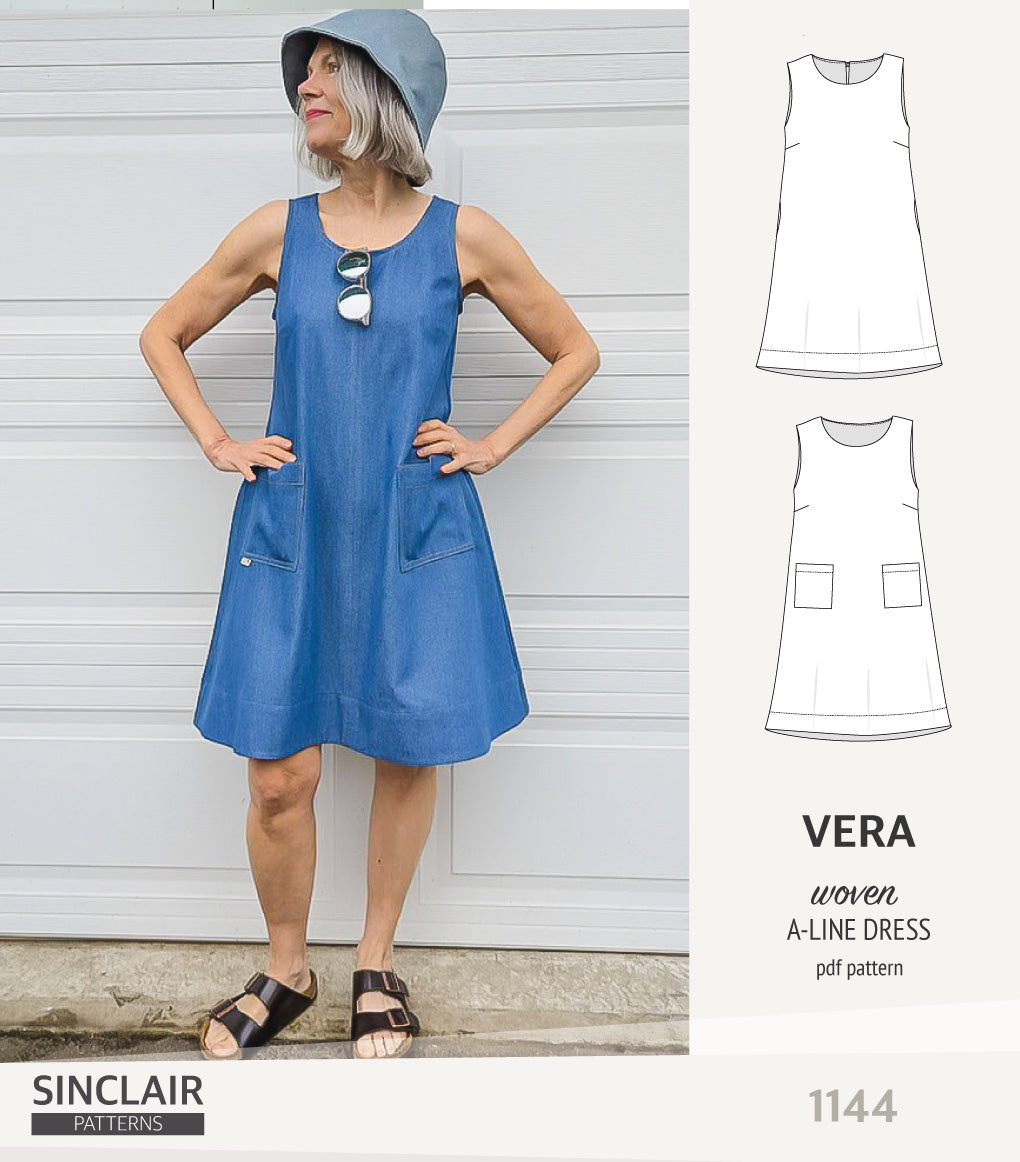 Vera A-line woven dress with pockets (PDF)
