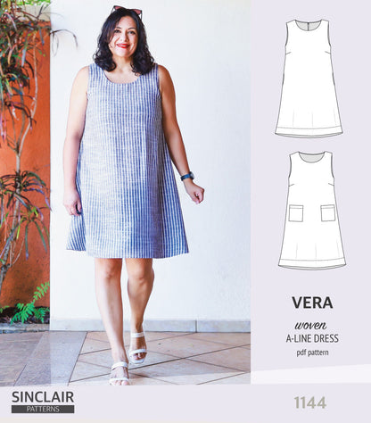 Vera A-line woven dress with pockets (PDF)