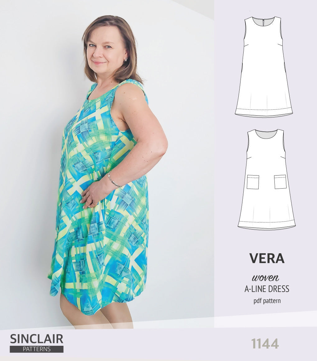 Vera A-line woven dress with pockets (PDF)