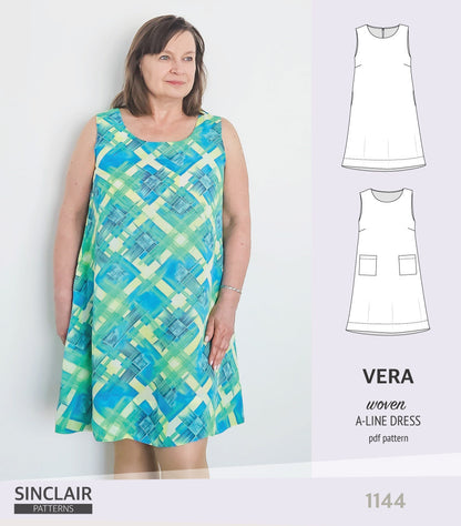 Vera A-line woven dress with pockets (PDF)