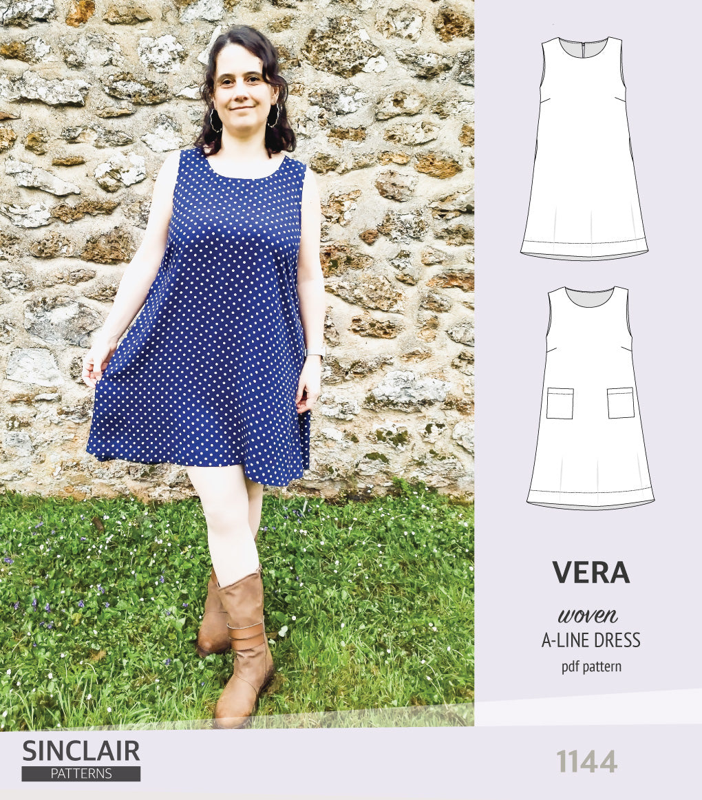 Vera A-line woven dress with pockets (PDF)