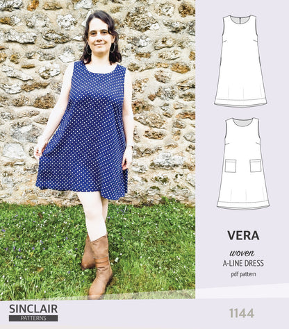 Vera A-line woven dress with pockets (PDF)