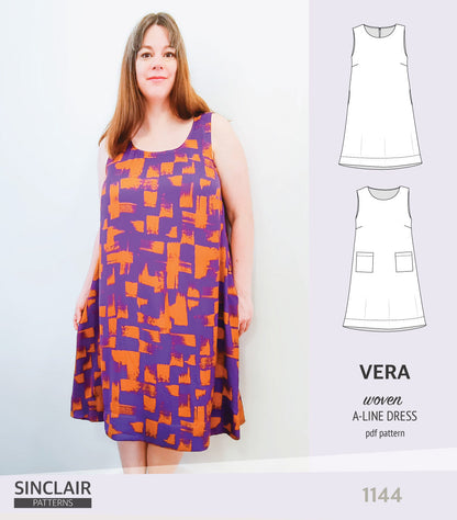 Vera A-line woven dress with pockets (PDF)