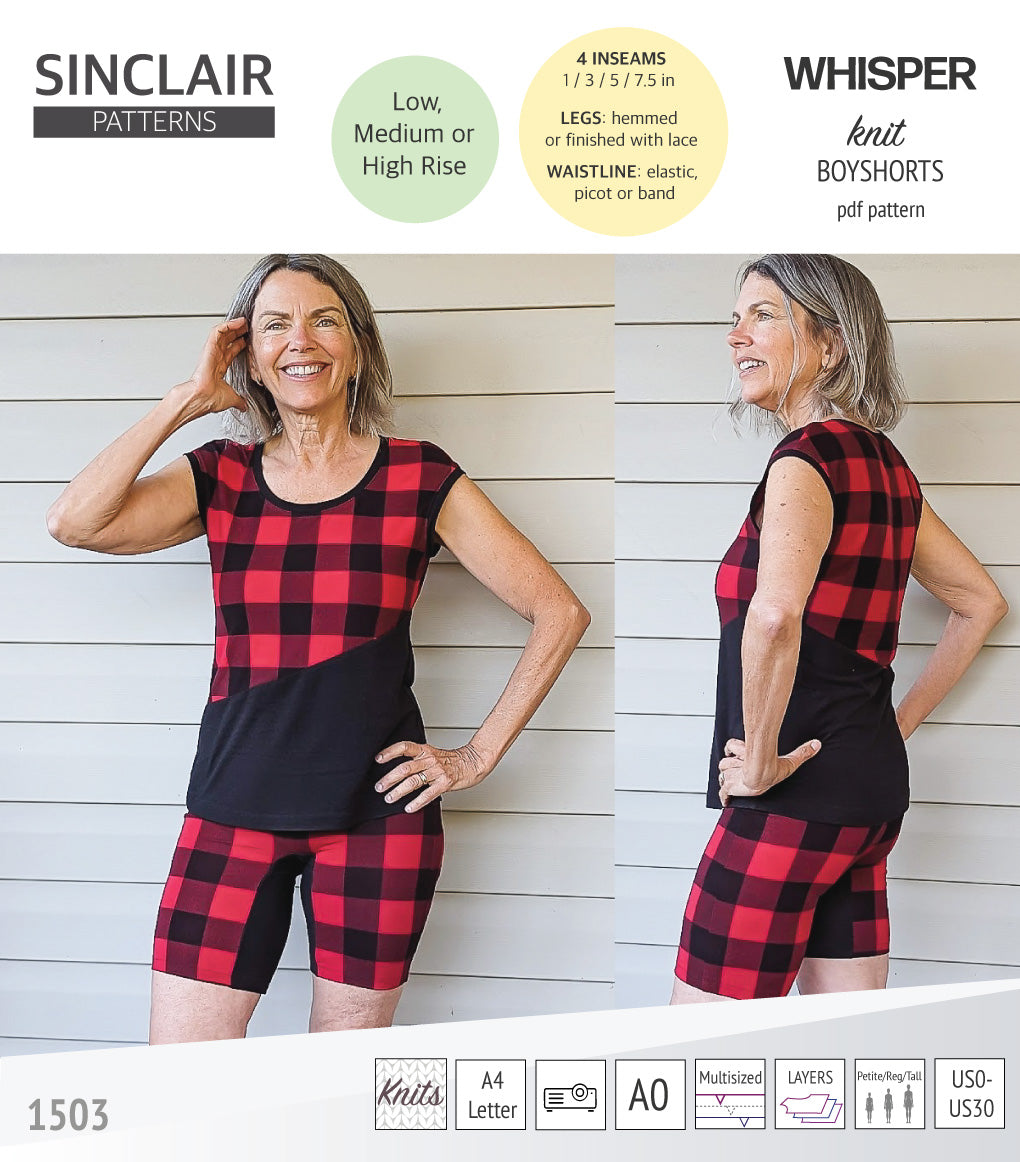 Whisper no front seam boyshorts with various inseams (PDF)