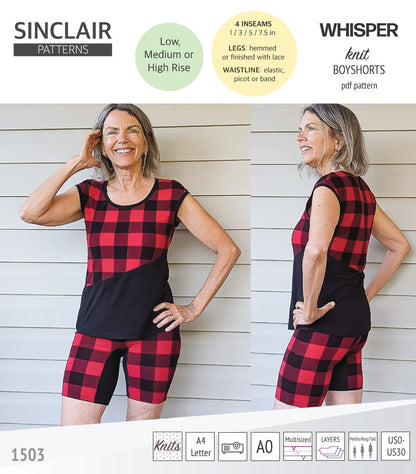 Whisper no front seam boyshorts with various inseams (PDF)