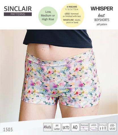 Whisper no front seam boyshorts with various inseams (PDF)