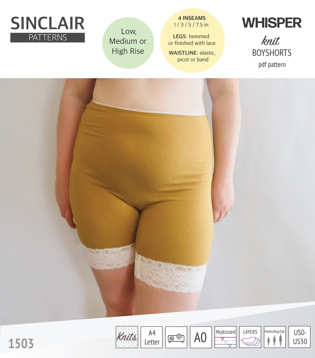Whisper no front seam boyshorts with various inseams (PDF)