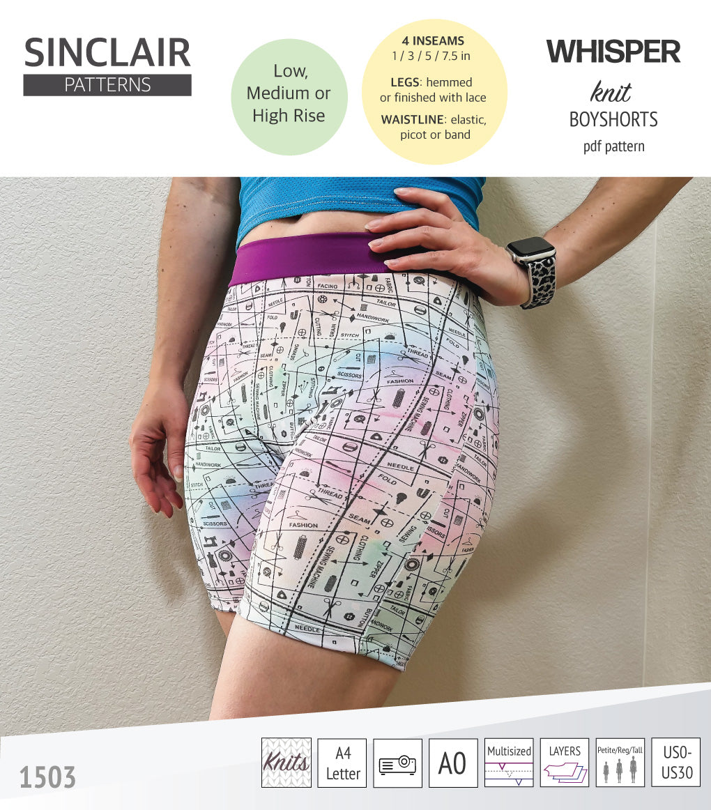 Whisper no front seam boyshorts with various inseams (PDF)