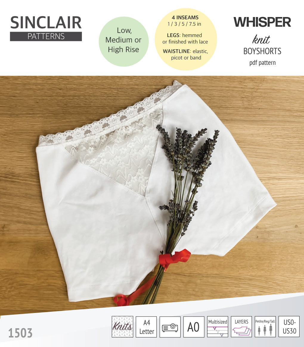 Whisper no front seam boyshorts with various inseams (PDF)