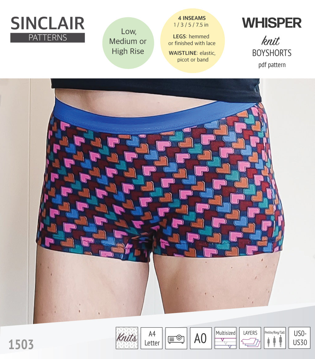 Whisper no front seam boyshorts with various inseams (PDF)