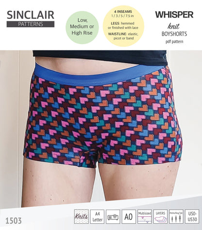 Whisper no front seam boyshorts with various inseams (PDF)