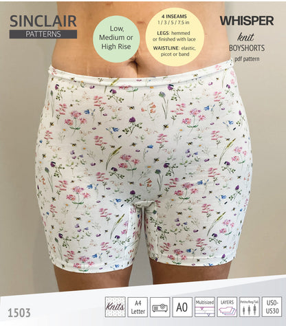 Whisper no front seam boyshorts with various inseams (PDF)