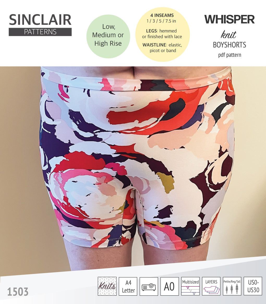 Whisper no front seam boyshorts with various inseams (PDF)