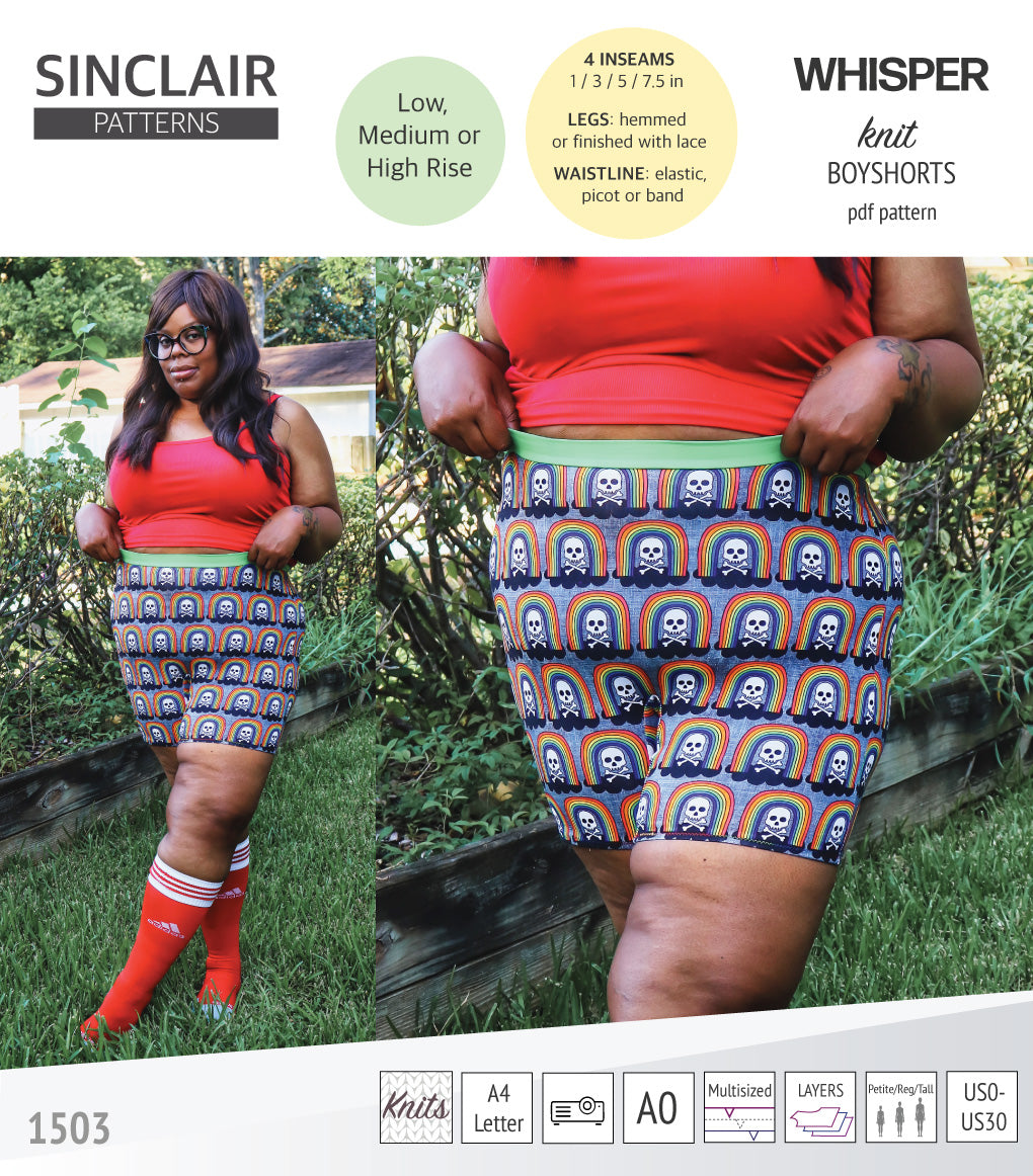 Whisper no front seam boyshorts with various inseams (PDF)