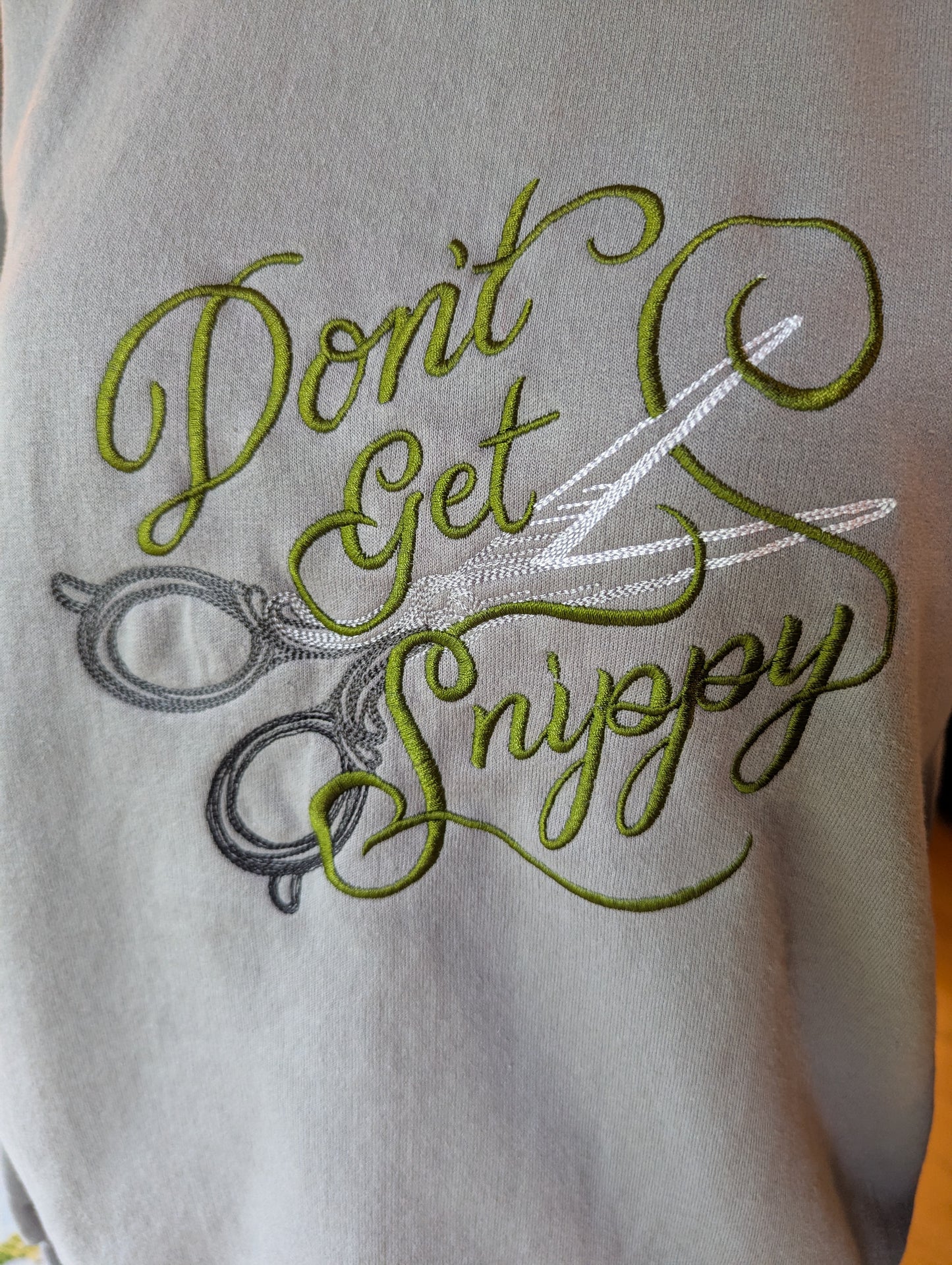 Don't Get Snippy upcycled sweatshirt